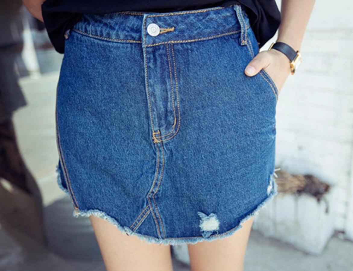 Quần short jean giả váy