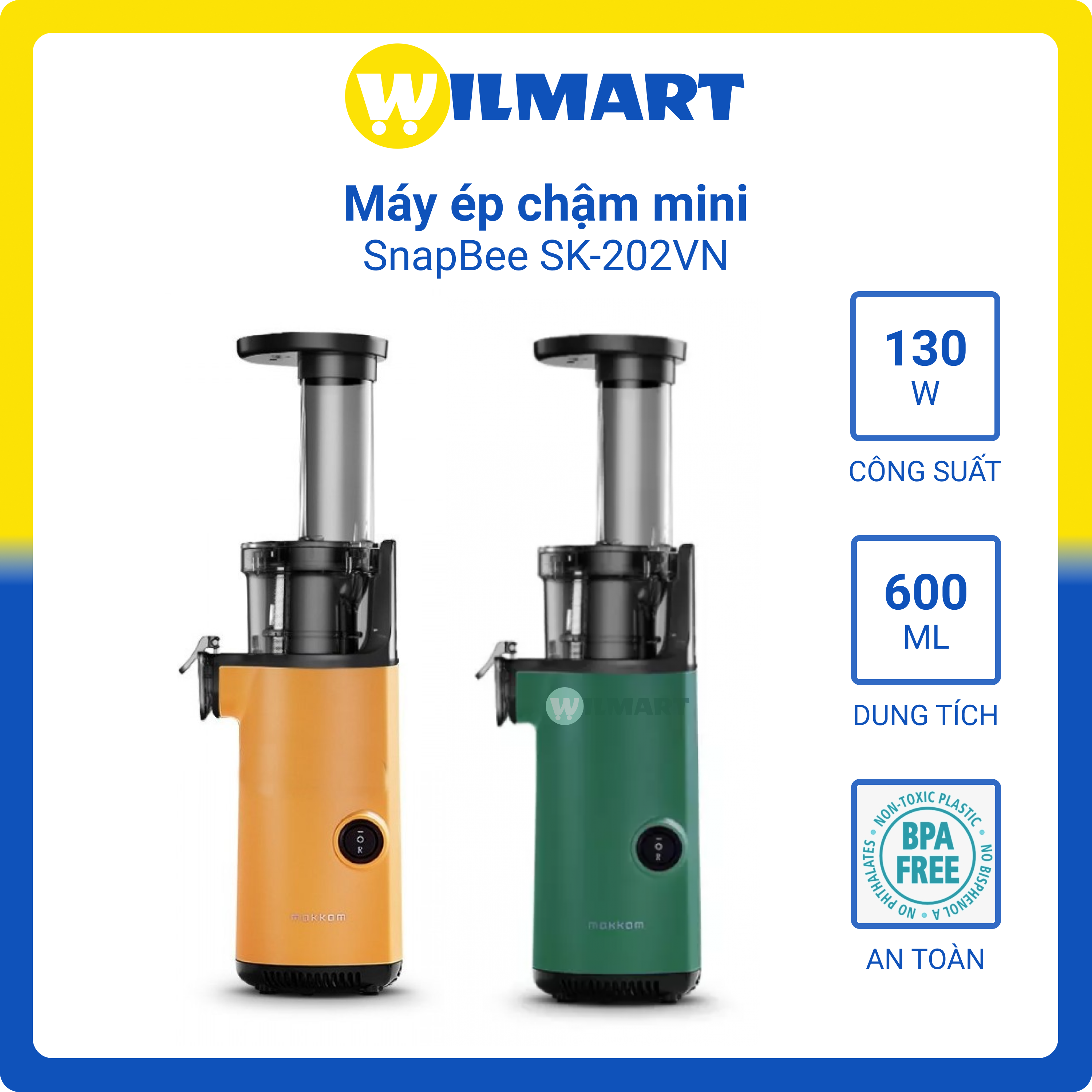 Máy ép chậm SnapBee SK-202VN 130 W - Xanh/ Vàng