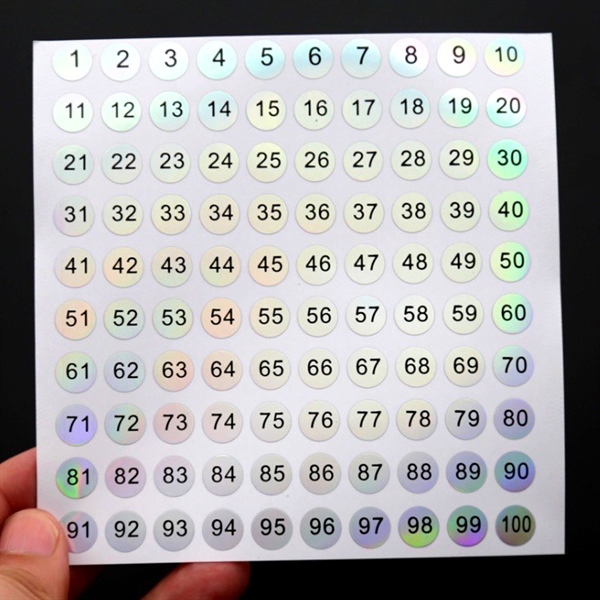 Tem dán số chai sơn móng từ số 1-100