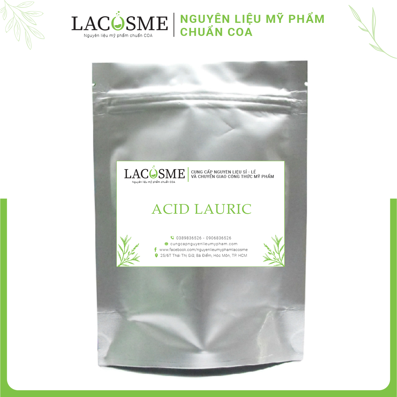 1KG Nguyên liệu mỹ phẩm Acid Lauric