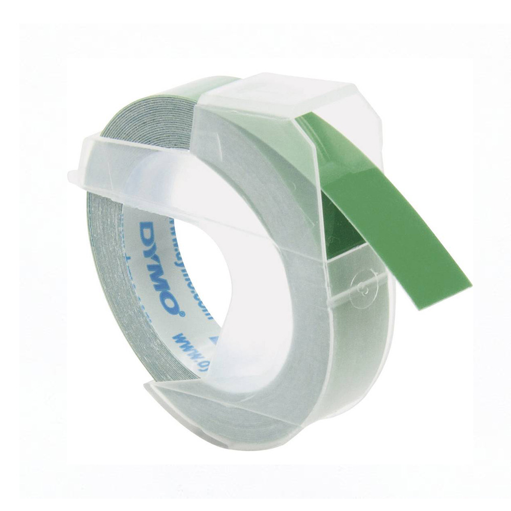 HCMCuộn nhãn dập nổi Dymo EM nhựa PE 9mm x 3m Màu xanh lá