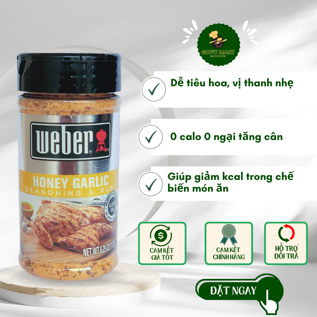 Gia vị ăn kiêng 0 calo Weber 156g( eat clean, keto, gymer, das, không đường )