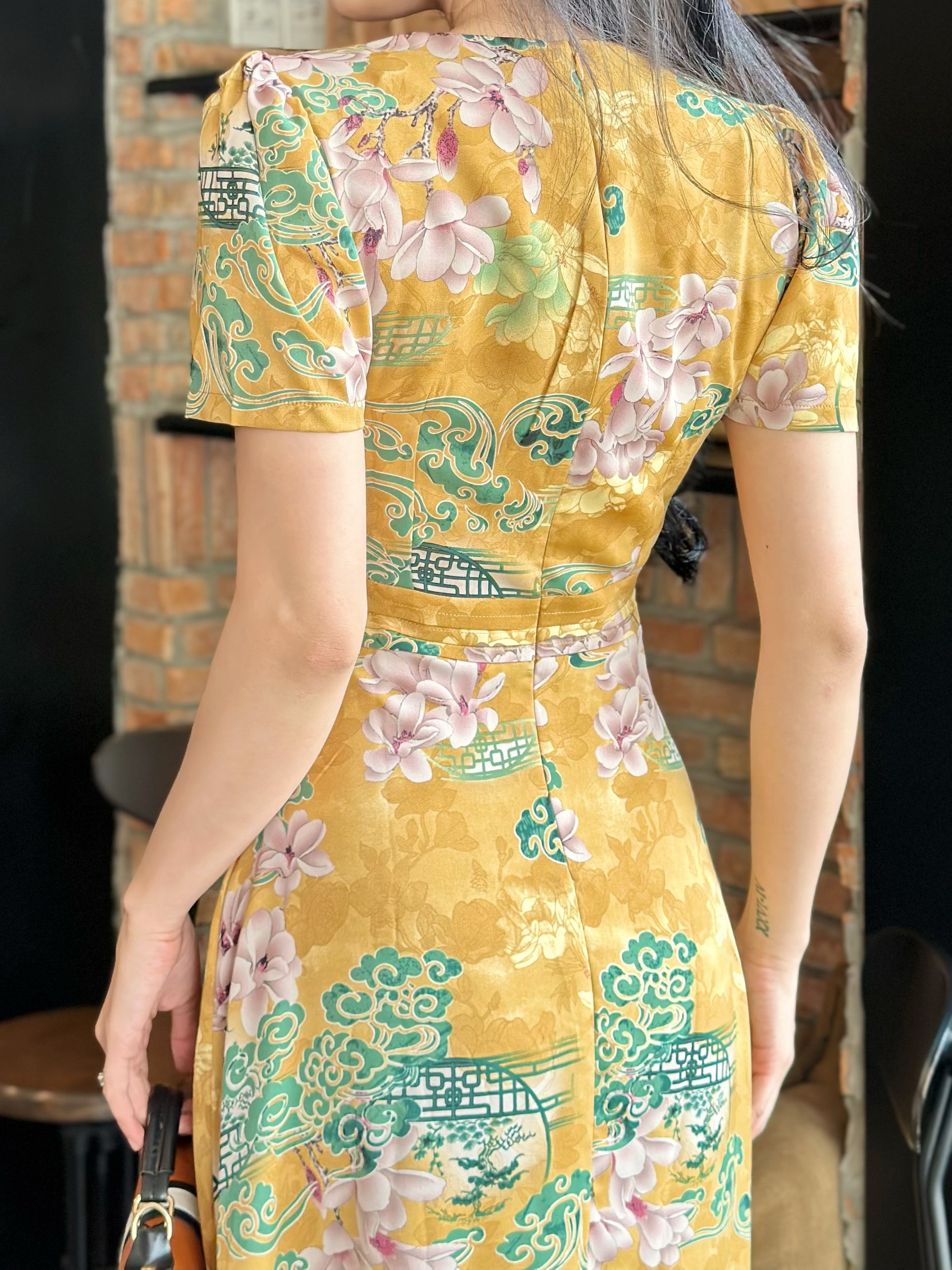 Đầm maxi form dài, cổ xếp cách điệu, xếp ly eo Misa - MS0309 (Hình thật shop chụp)