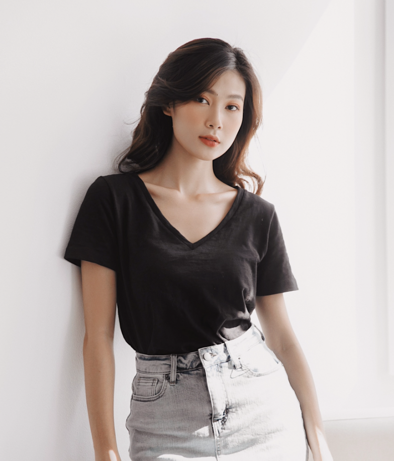 Áo thun cổ V cổ tim dáng basic nhiều màu chất cotton MIEU - GS02