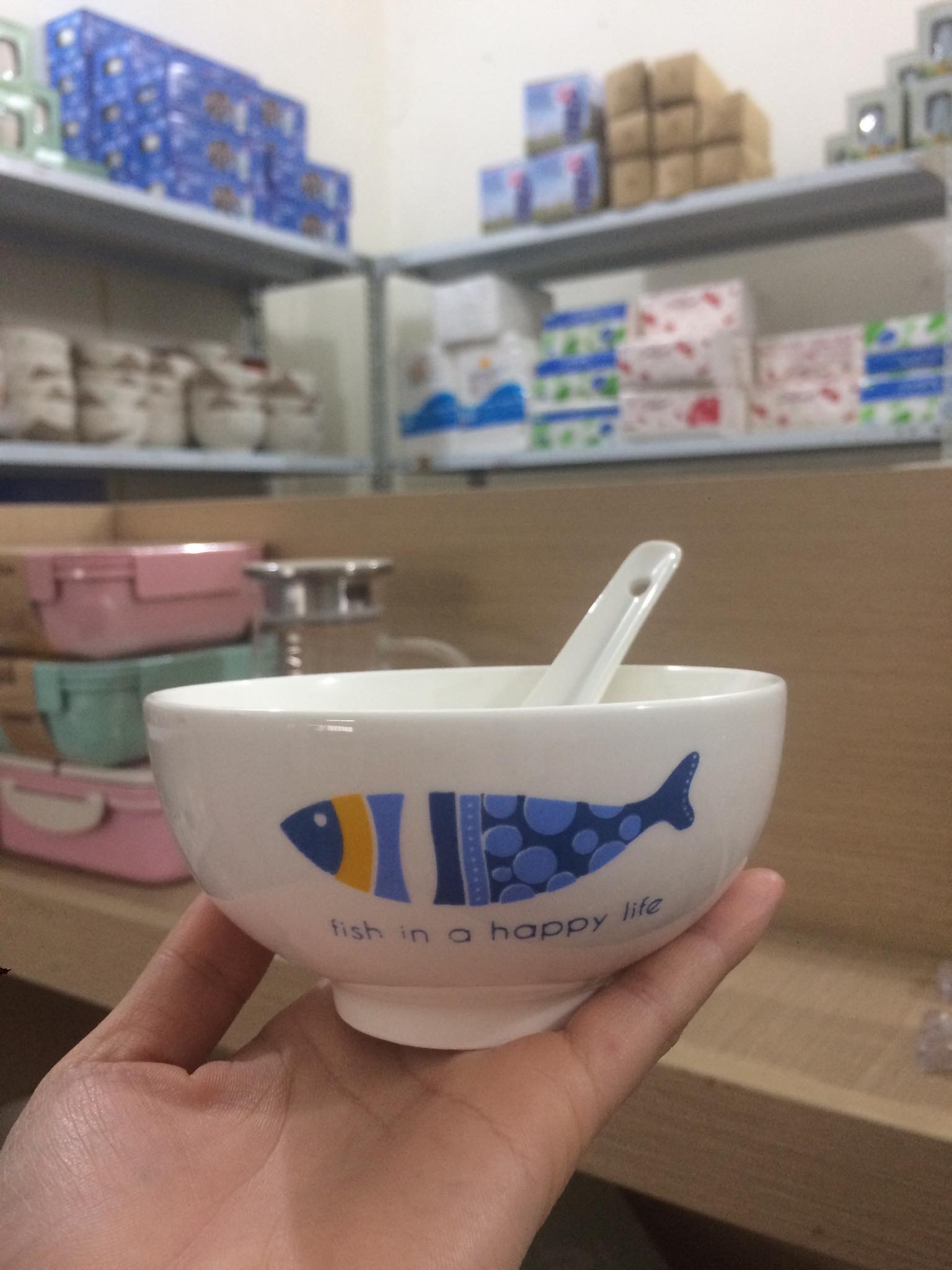 Combo 6 Bát cơm sứ hình cá ~ tặng kèm thìa