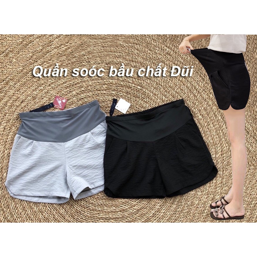 [Hoàn Tiền 6%] Quần đùi bầu chất đũi dáng chữ A rộng dãi cho bà bầu mặc mùa hè