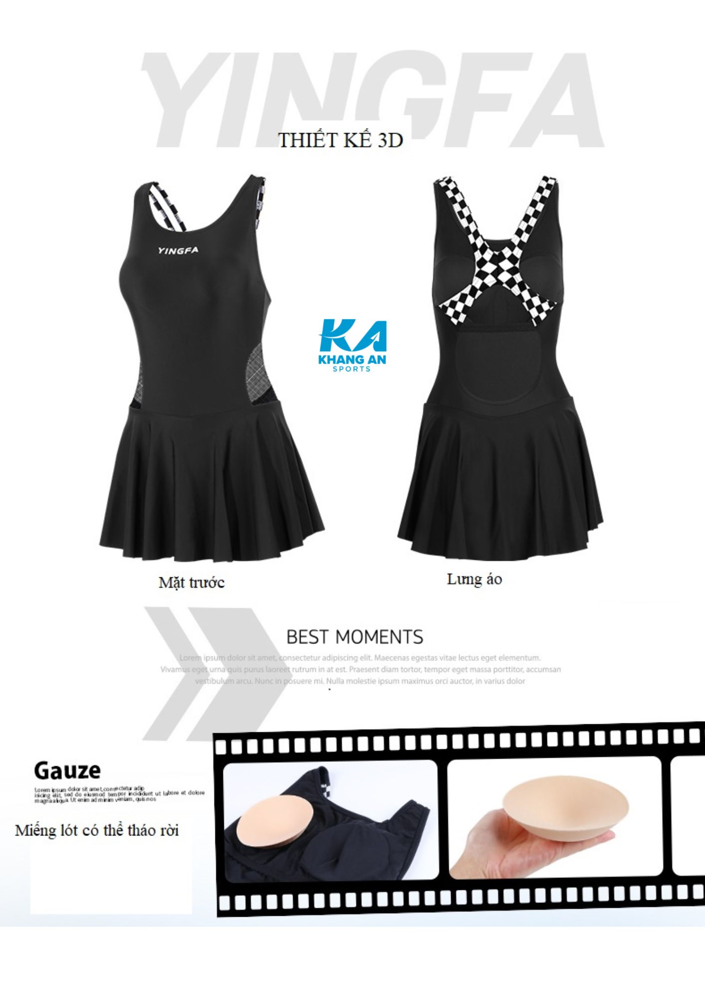 Women’s Skirt swimwear YingFa Casual Y2108 (attached chestpad)