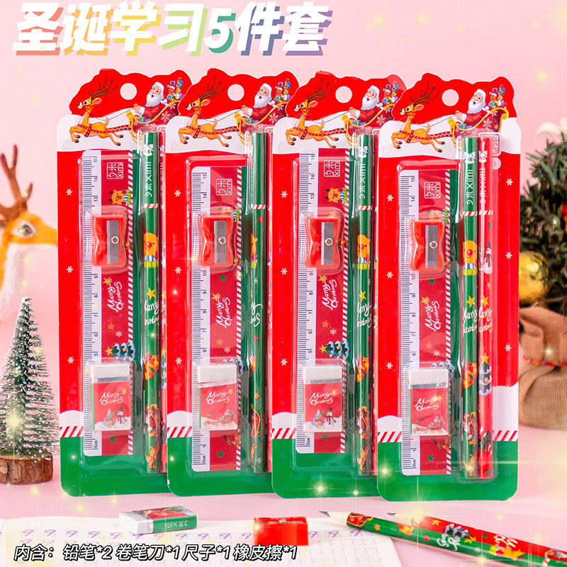 [ QUÀ TẶNG] BỘ ĐỒ DÙNG HỌC TẬP NOEL 5 MÓN DỄ THƯƠNG