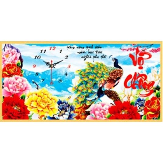 tranh đính đá Đồng Hồ Vợ Chồng LV114 (72x39cm)