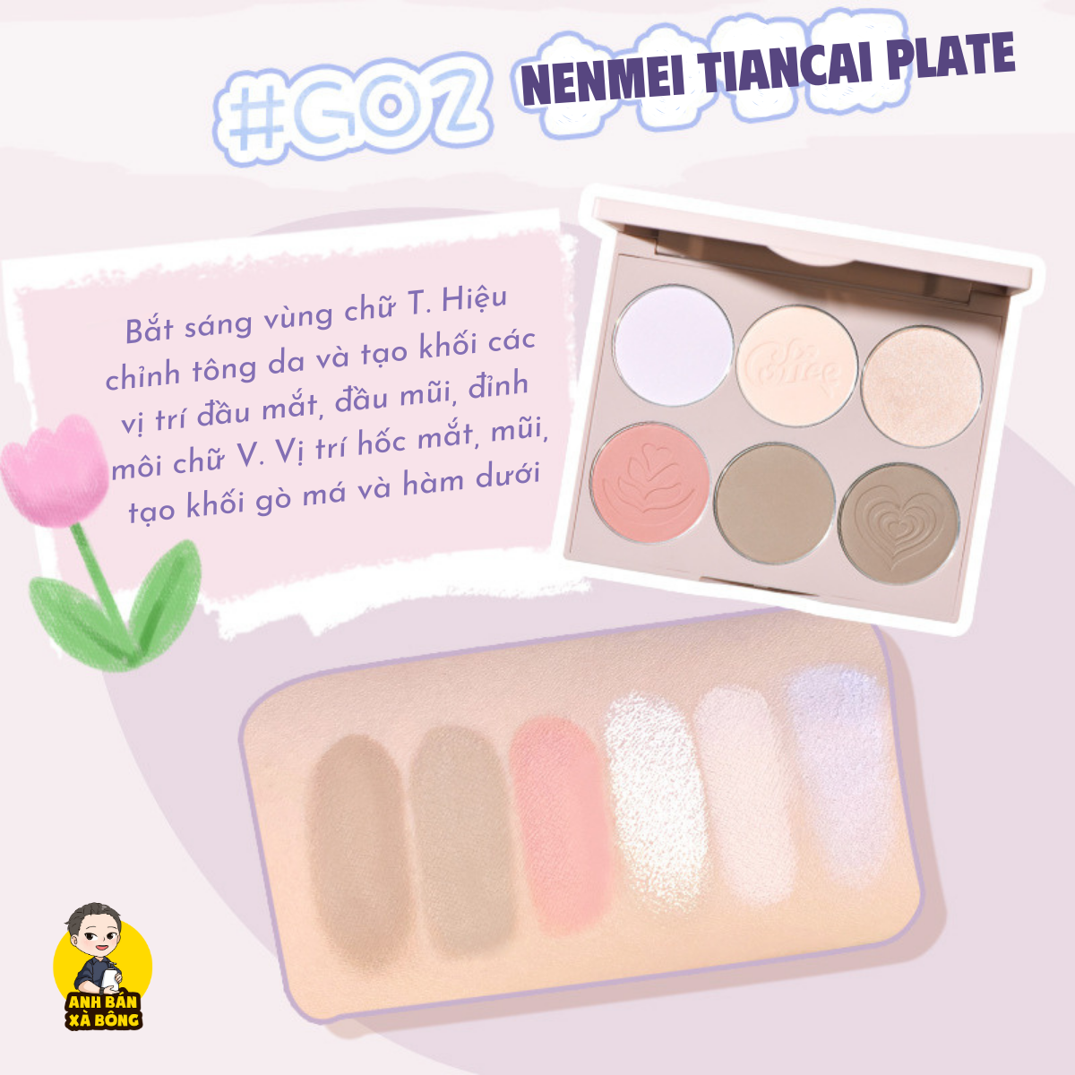 Bảng phấn tạo khối & bắt sáng gogo tales nude light shadow highlight contouring disk gt445