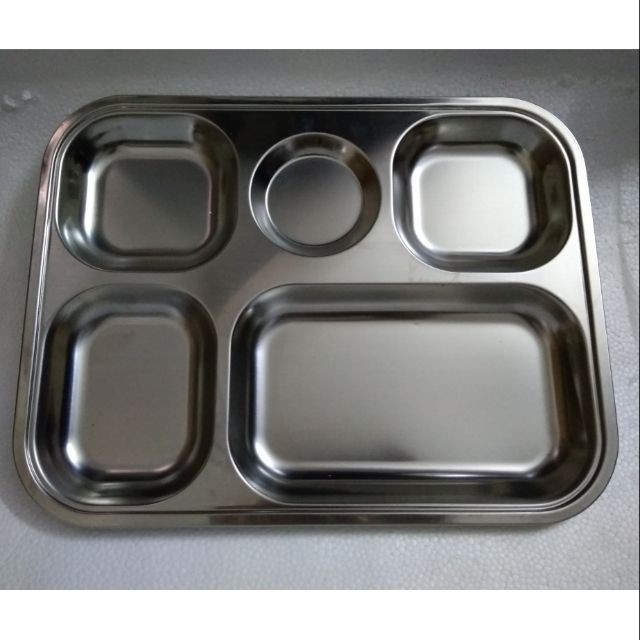 Khay đựng cơm chia phần bằng inox 5 ngăn