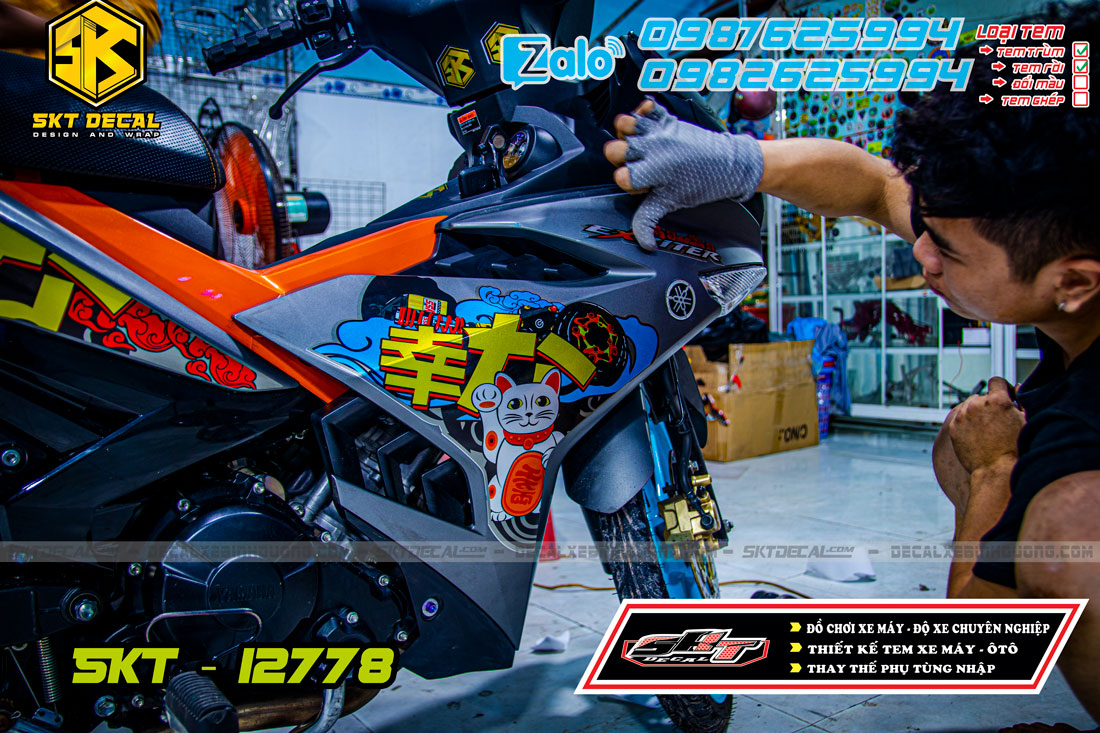 tem rời exciter 150 mèo thần tài