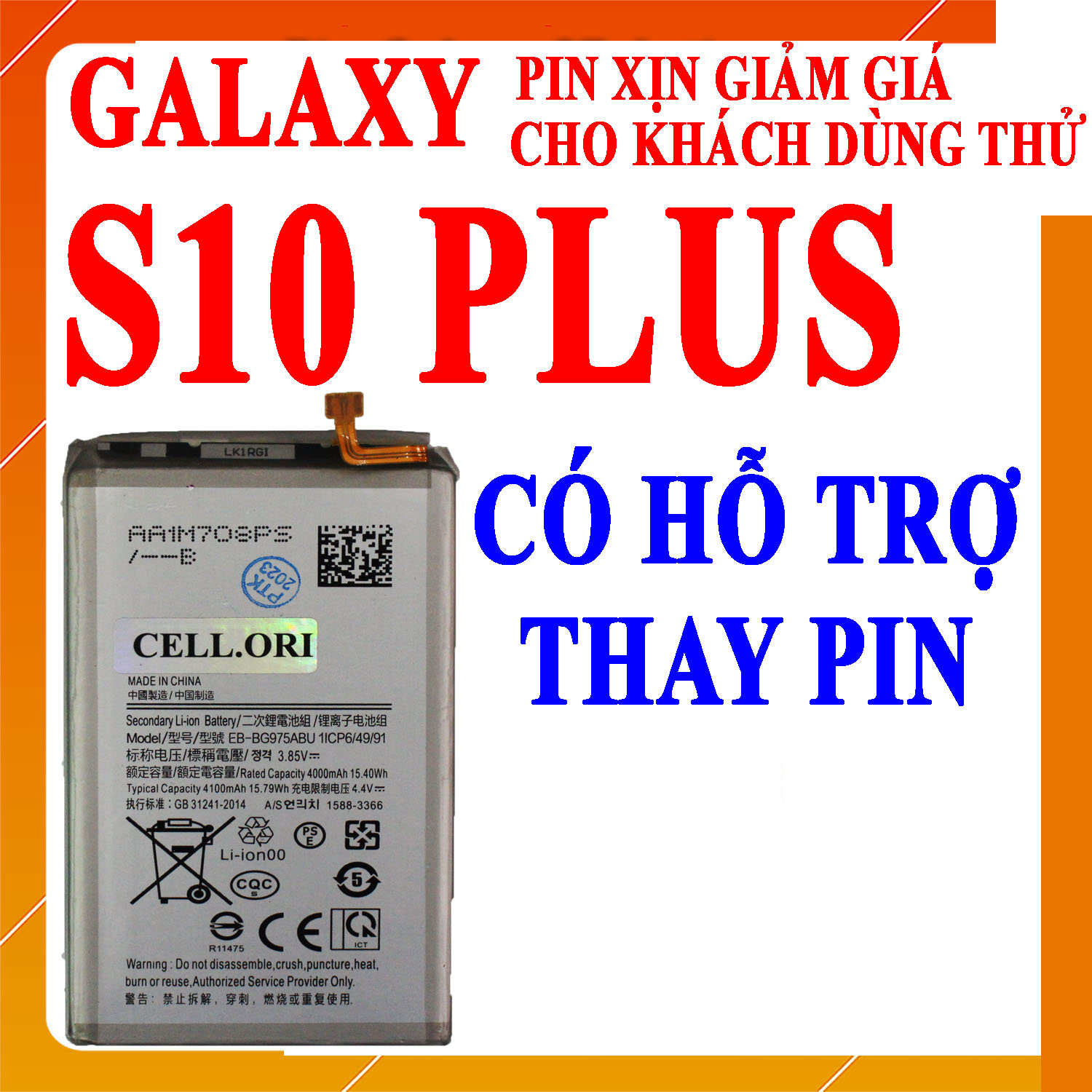 Pin scud cho samsung galaxy s10 plus eb-bg975abu 4100mah