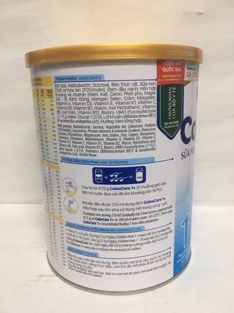 Sữa Non ColosCare 1+ ( 1-10 tuổi ) lon 800g date: 7/2025