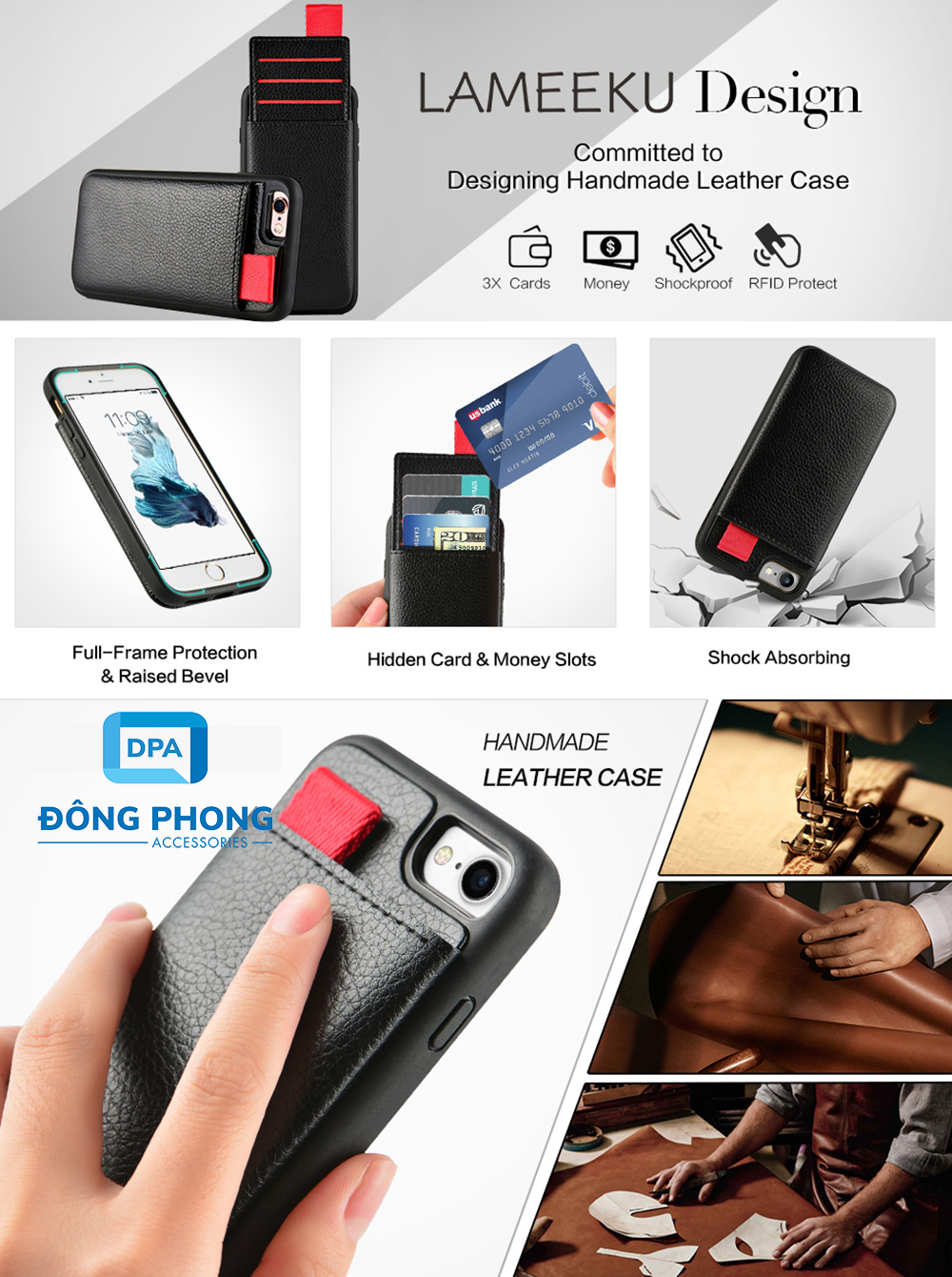 Ốp Lưng iPhone Đa Năng Có Ngăn Đựng Card, Thẻ ATM