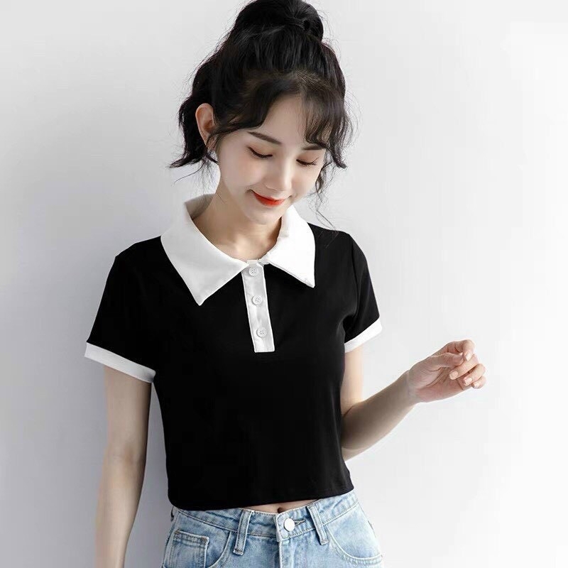 [HCM]Áo Croptop cổ Polo