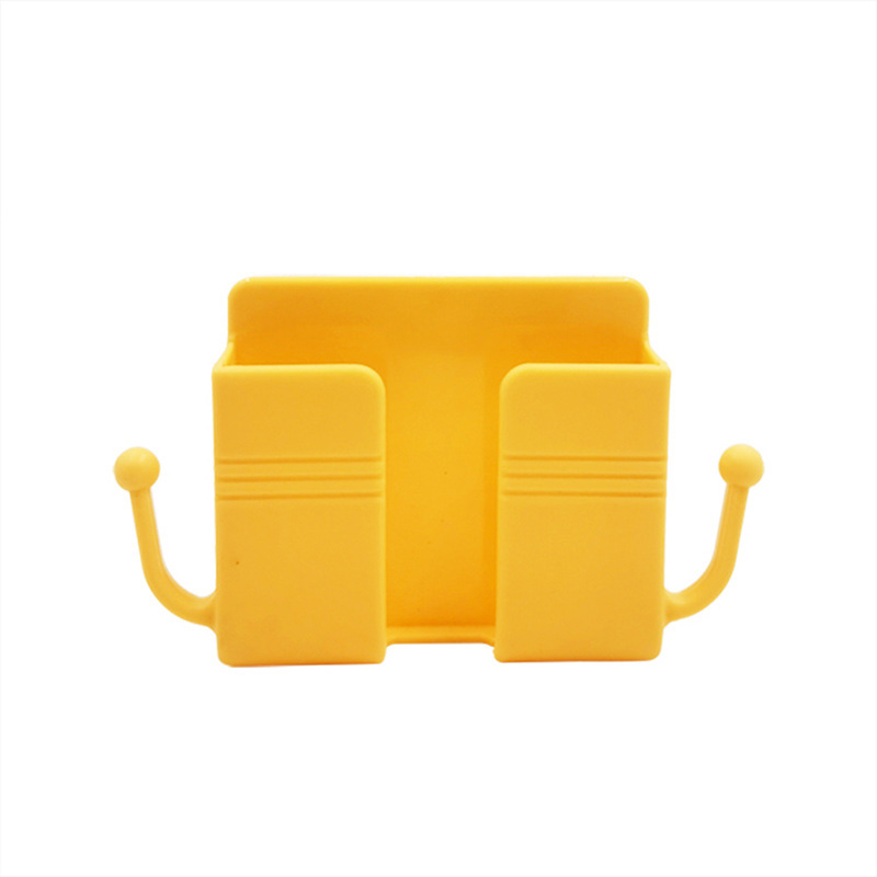 Giá đỡ dán tường để sạc điện thoại, remote, ổ cắm/ kệ đựng đồ dán tường kèm 2 móc treo đồ