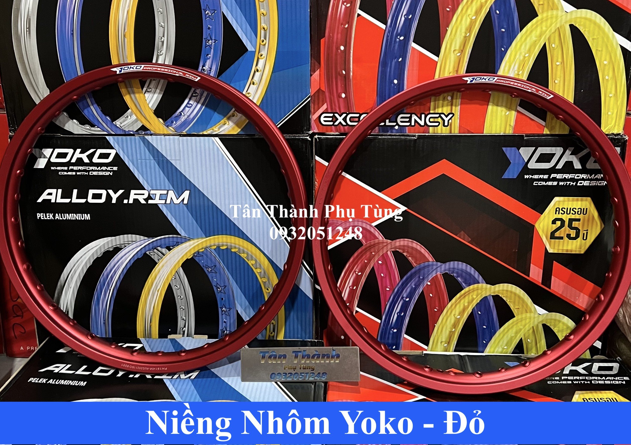 Niềng nhôm yoko thailand 1.4-1.6 màu đỏ