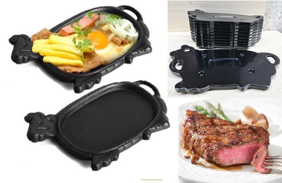 Chảo gang chống dính  dùng cho tất cả các loại bếp,bếp ga,bếp từ,bếp than có đế nhựa làm bò bít tết Dragon