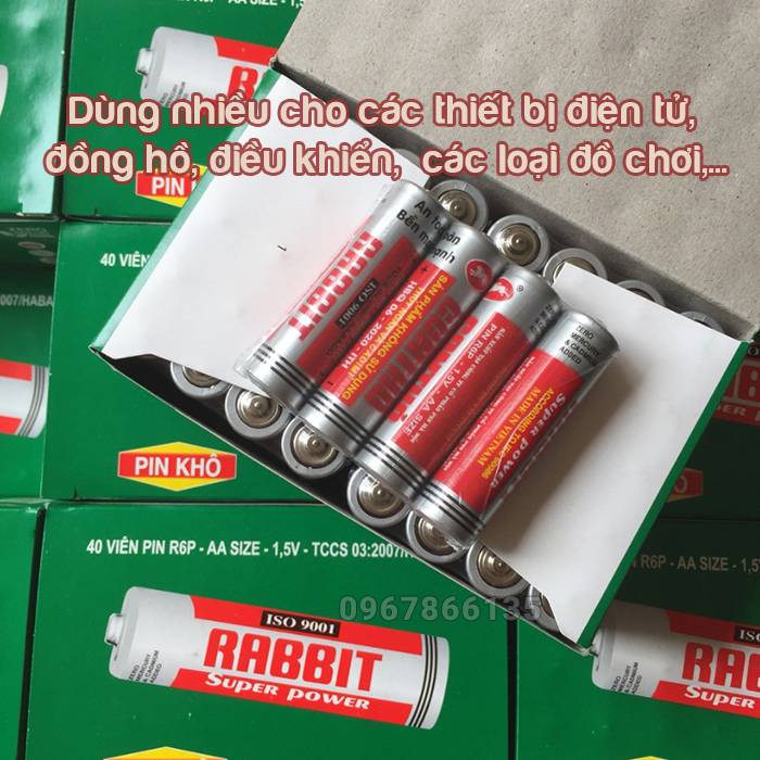 1 vỉ 4 pin tiểu con thỏ 1,5V loại pin AA