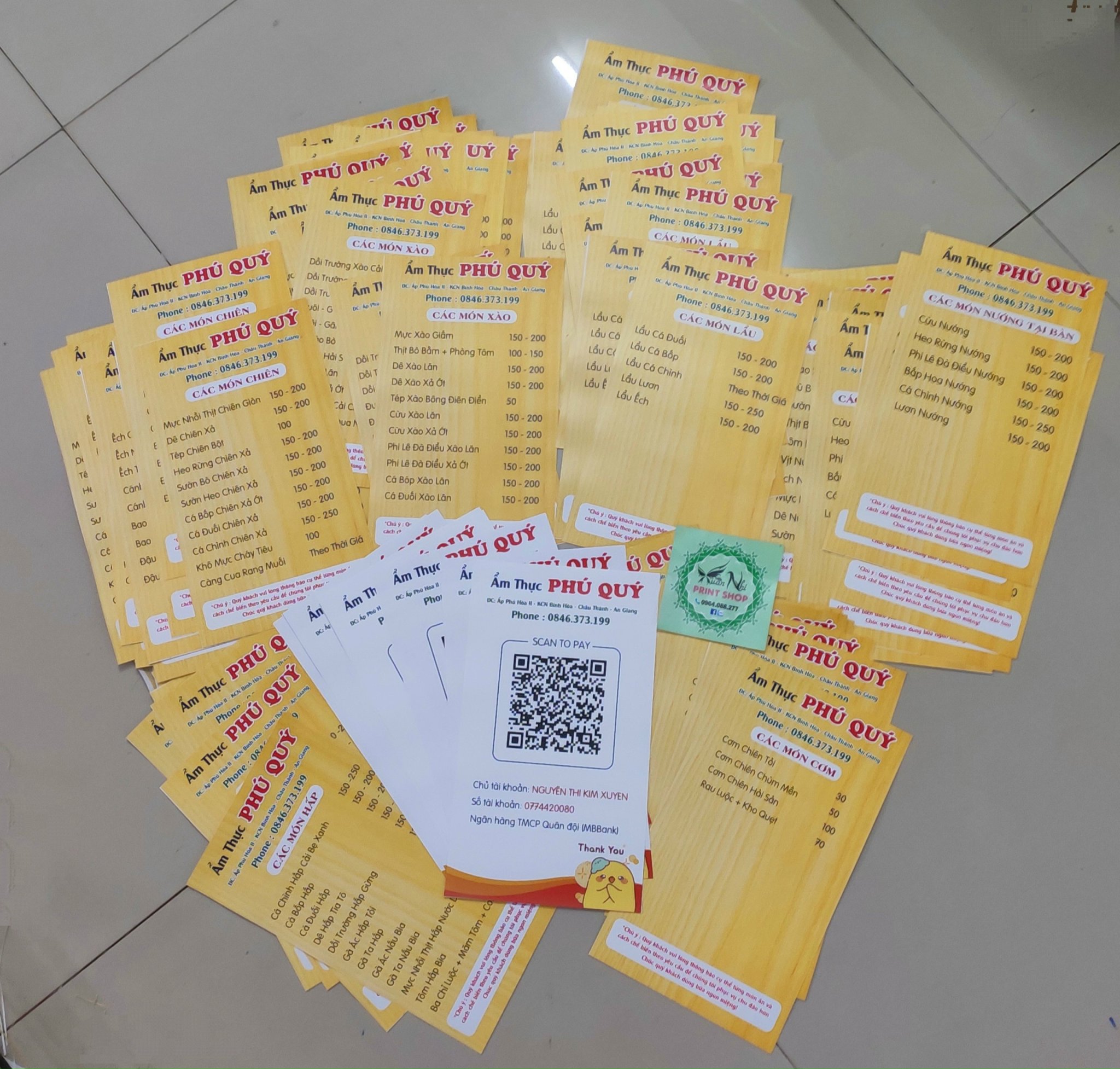 Menu ép nhựa in theo yêu cầu