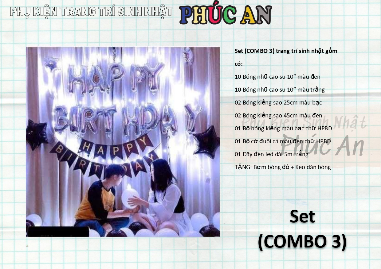 [Ảnh thật] Set trang trí sinh nhật Hàn Quốc HPBD (COMBO 42)