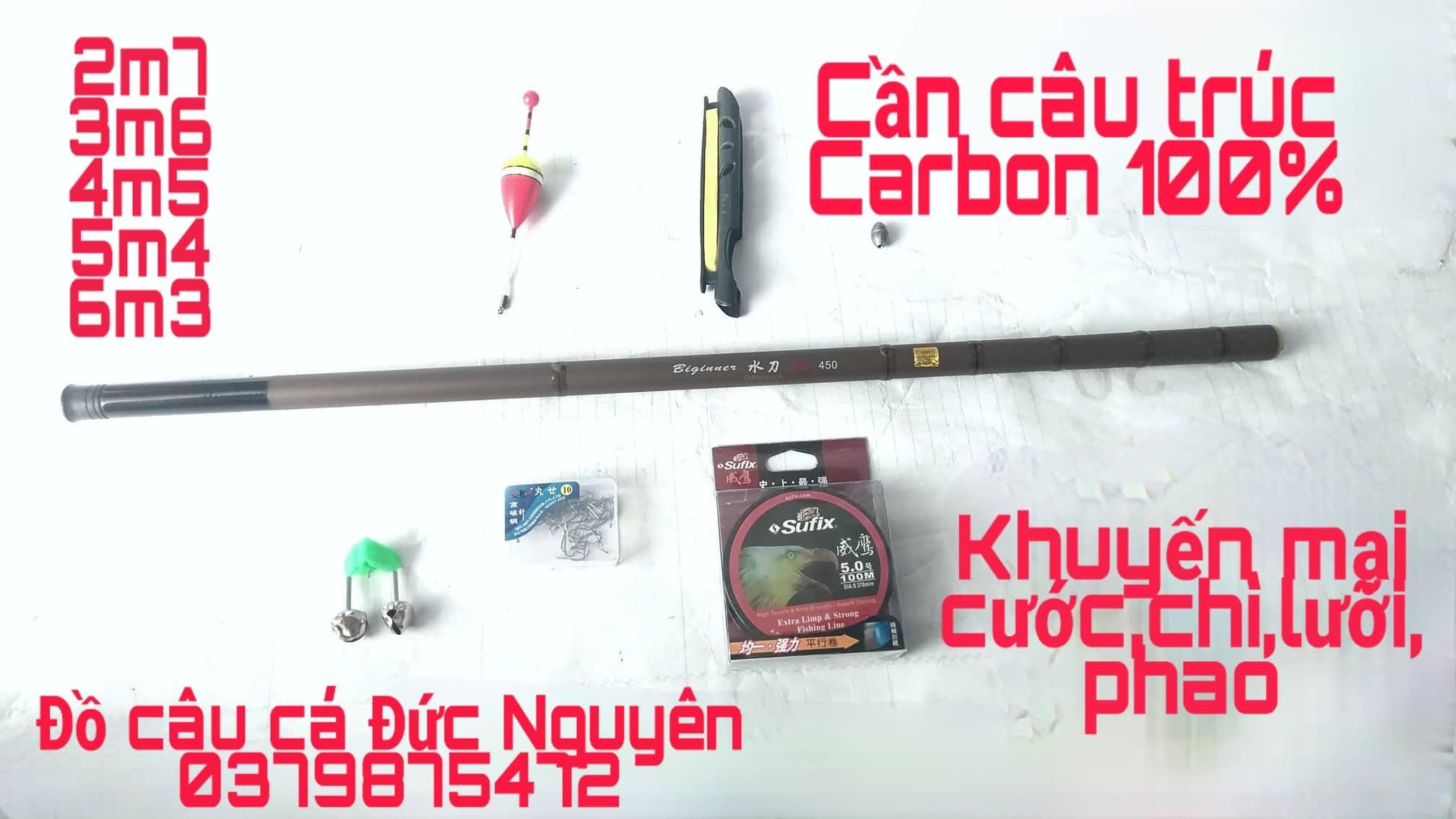[BẢO TRỢ BỞI LAZADA] Cần câu tay Carbon 4m5 tặng phụ kiện ,giá sinh viên-ĐỒ CÂU CÁ ĐỨC NGUYÊN [Shop đồ câu cá uy tín]