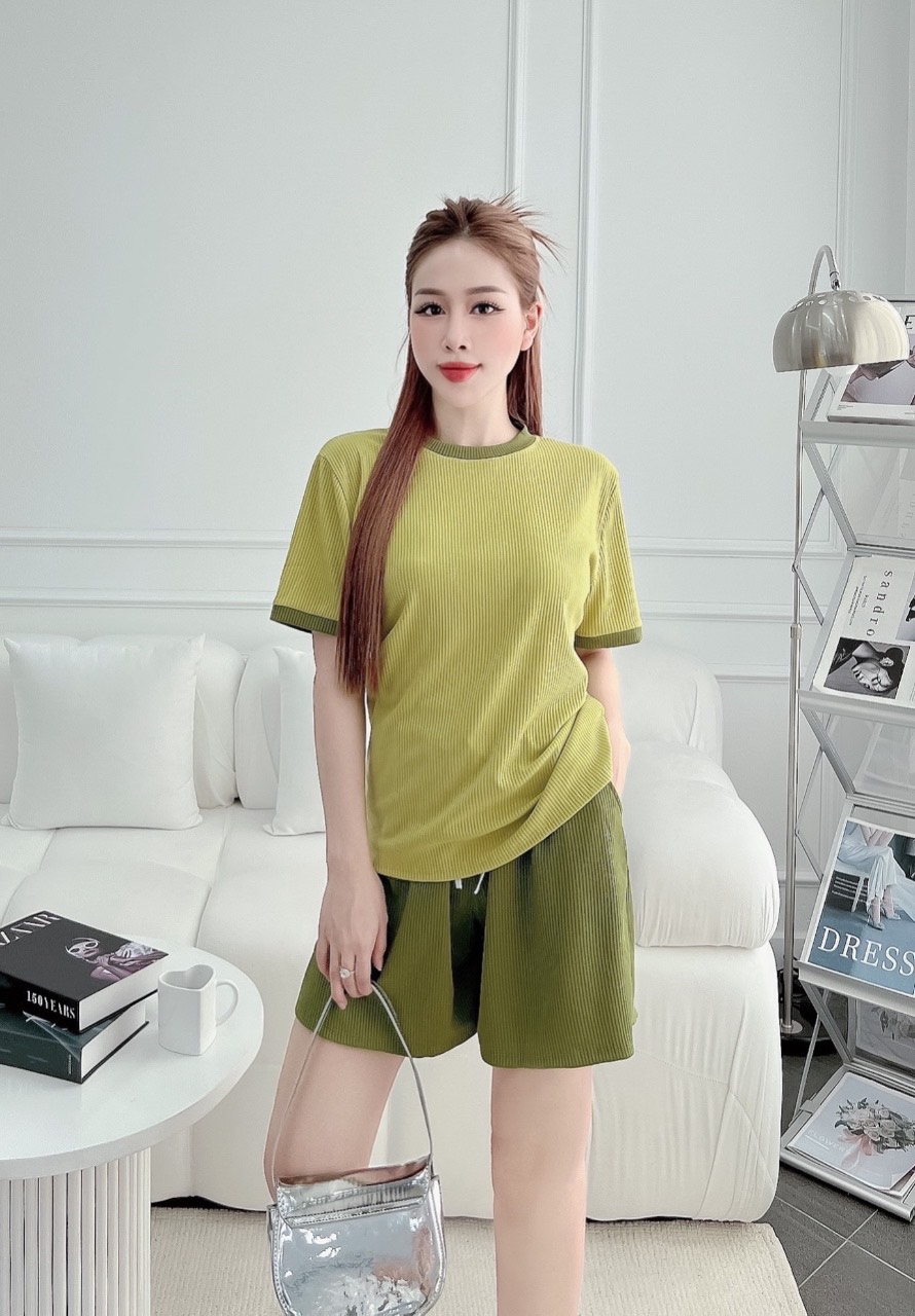 [HCM]Set bộ  đùi nữ chất thun gân tăm co giãn mặc nhà