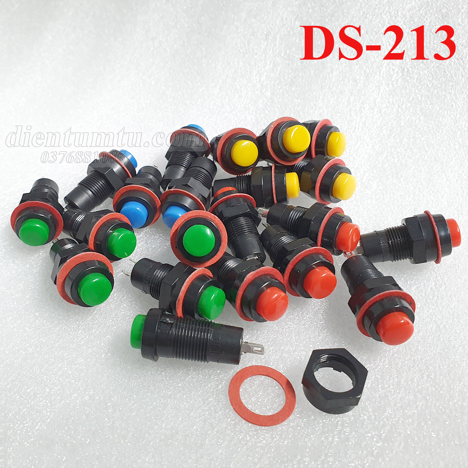 Nút Nhấn Nhả - Nút Reset 10mm DS-213 (thân nhựa)
