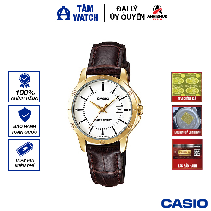 Đồng hồ nữ dây da Casio Standard chính hãng Anh Khuê LTP-V004 Series (30mm)