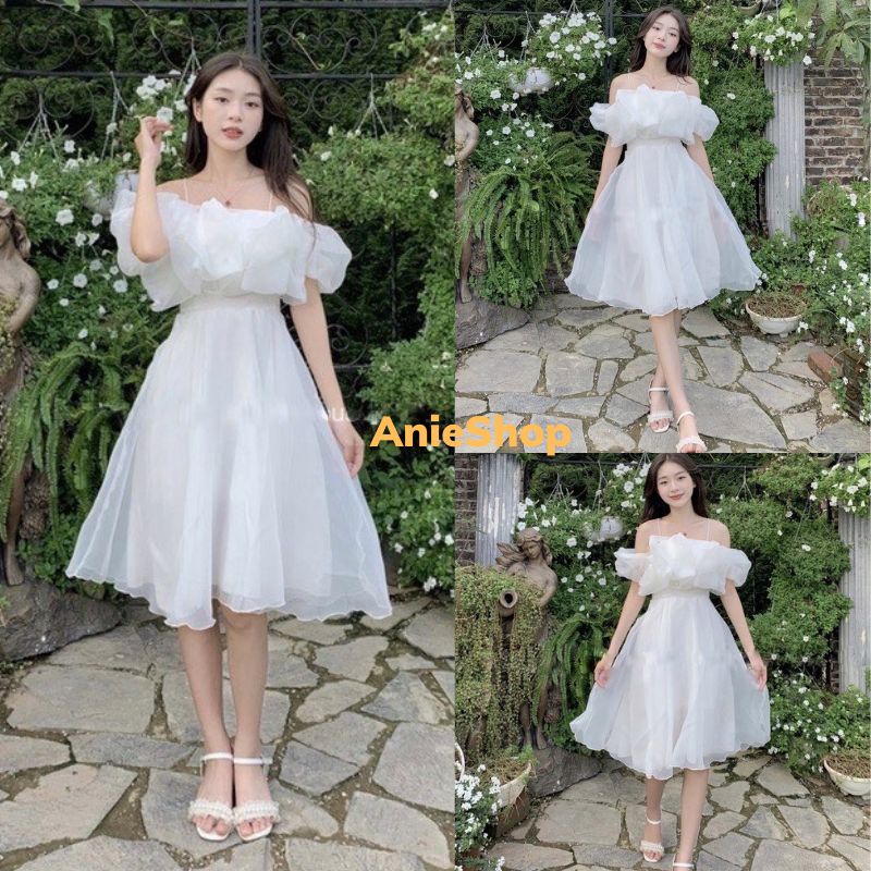 Đầm công chúa trễ vai bèo ngực ,đầm nữ tiểu thư bánh bèo dễ thương vintage ,đầm công chúa dự tiệc sang chảnh đầm trắng dự tiệc,đầm công chúa ulzzang hàn quốc ANIESHOP688