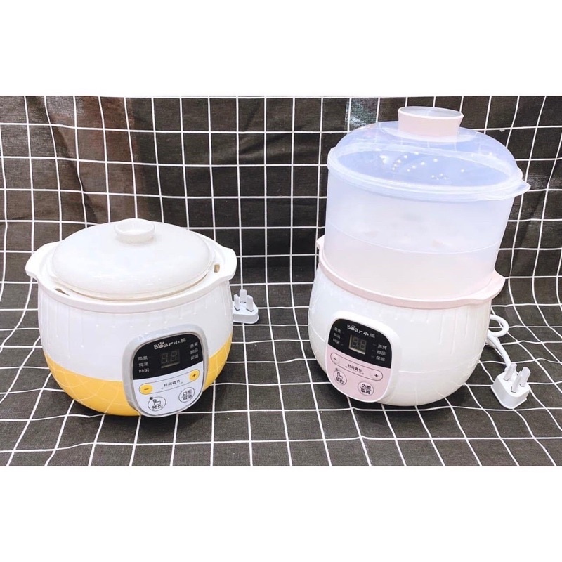 Nồi nấu cháo chậm, ninh, hầm, hấp cách thủy 4in1 Bear 0.8L