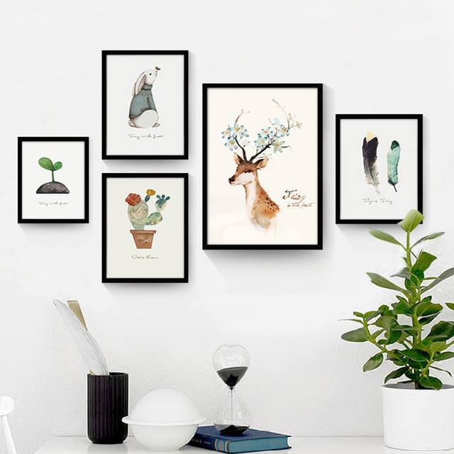 Ka107 deer art composite wall art photo frame (get 1 set of photo)