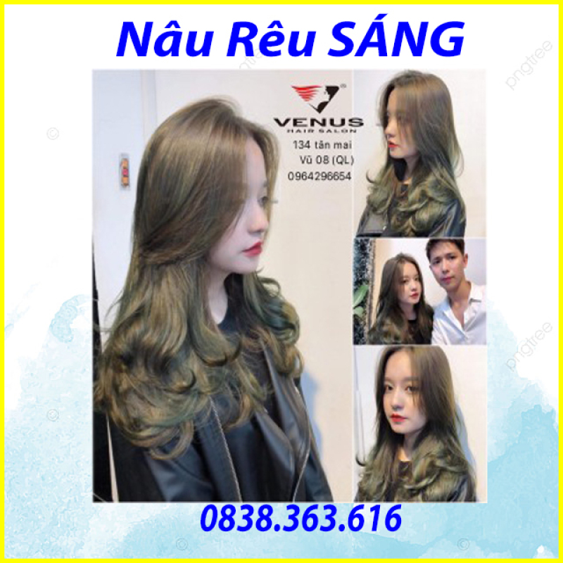 Thuốc nhuộm tóc màu Nâu rêu sáng + Tặng KÈM OXY TRỢ NHUỘM + GĂNG TAY giá rẻ