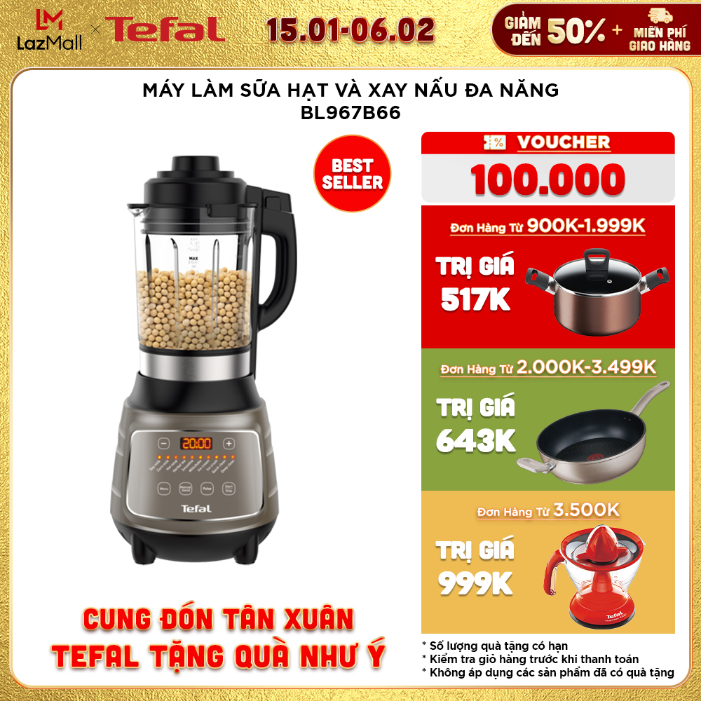 Máy làm sữa hạt, xay sinh tố và nấu đa năng Tefal BL967B66