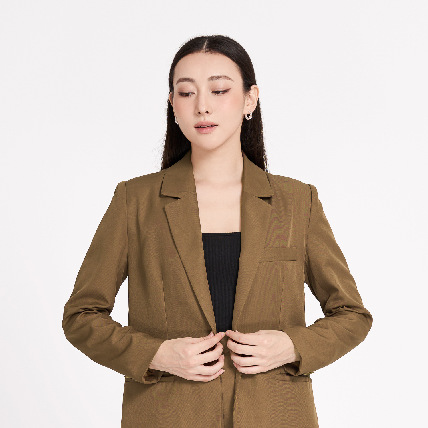 Áo blazer suông cotton Maybi