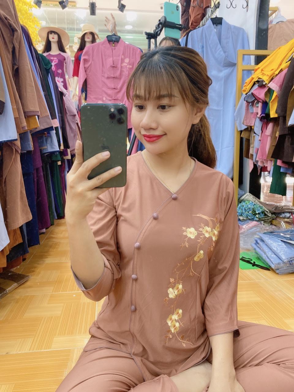 Đồ lam đi chùa - thun bông mai
