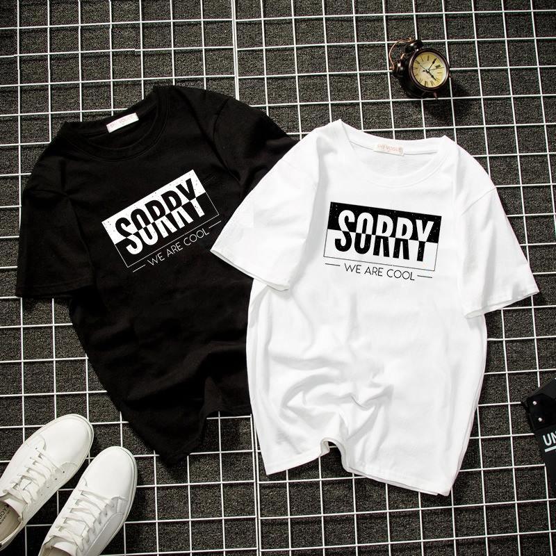 Áo thun unisex in chữ sorry hàn quốc dày mịn 19deal860