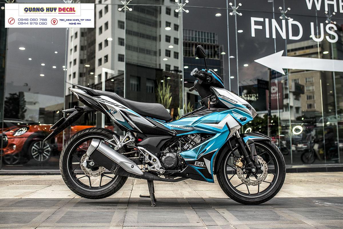 Tem trùm xe máy WINNER X  xanh bạc đen - làm tem xe máy WINNER X theo yêu cầu - Tem xe máy WINNER X rẻ đẹp và chất