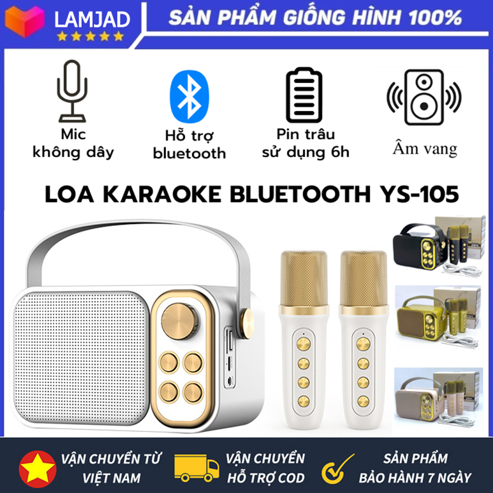 Loa karaoke mini được trang bị micro JVJ ys-103 không dây, được trang bị micro để hát, không dây icro, hỗ trợ âm thanh, loa lớn, loa bass chuẩn, loa karaoke mini