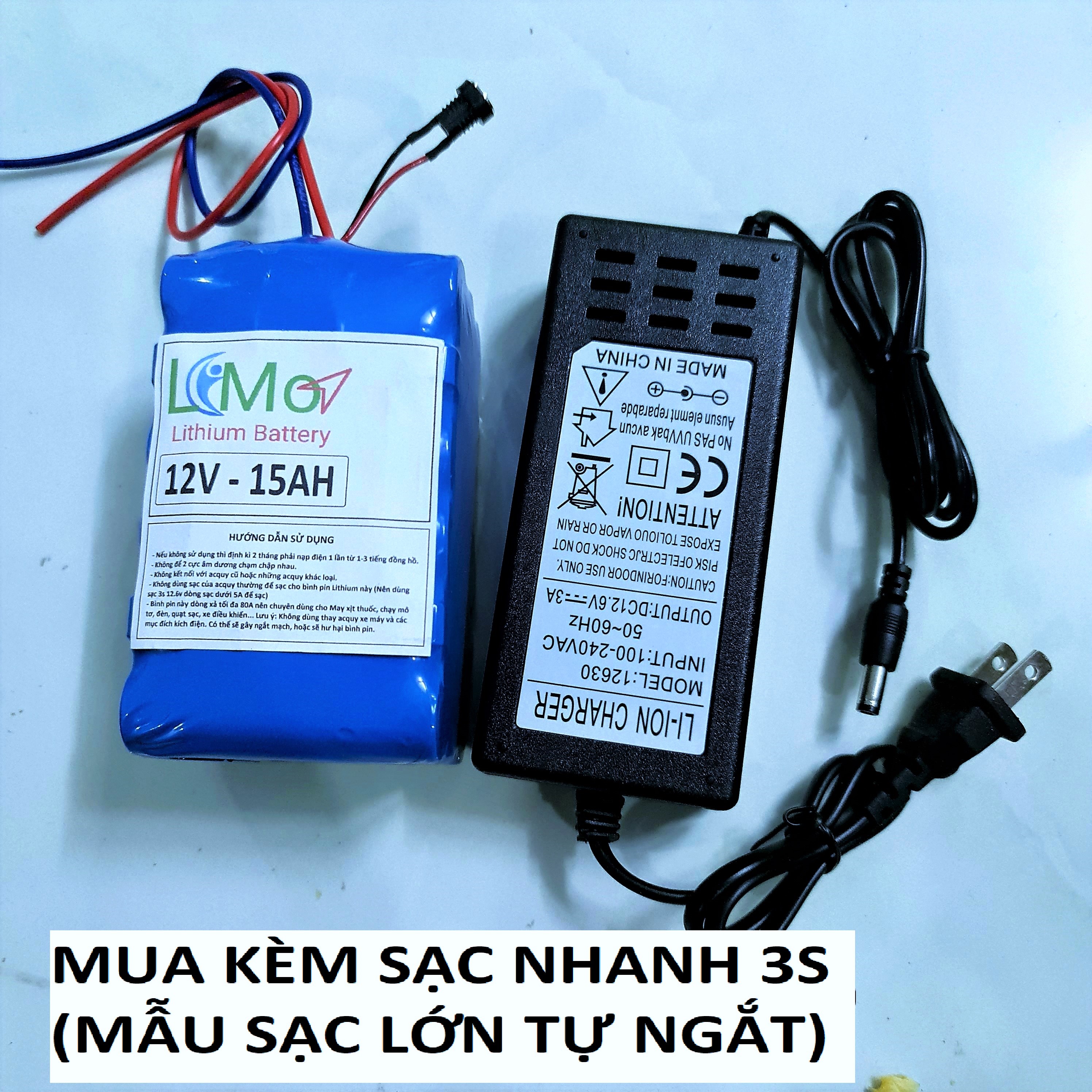 Bình pin Lithium 12V 15AH Xả cao 80A. Chuyên dùng cho xe điện trẻ em, quạt điện 12V, thay acquy loa Bluetooth công suất lớn..