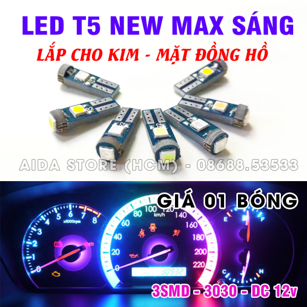 [HCM]Bóng đèn led T5 3SMD 3030 gắn kim mặt đồng hồ xe máy ô tô DC12v