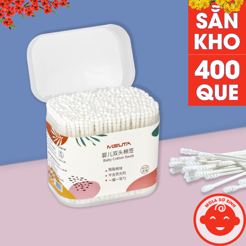 Tăm Bông Cho Bé Sơ Sinh MISUTA (Hộp 200 Que)