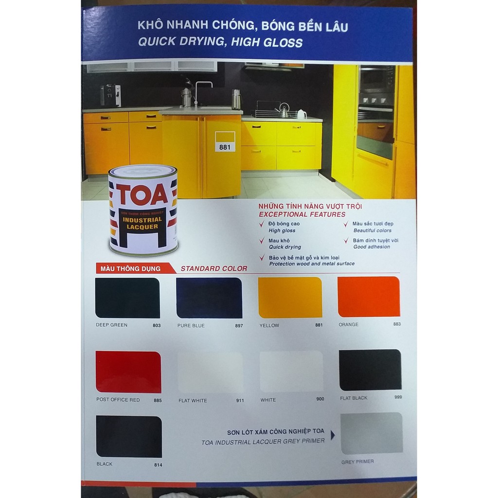 Sơn Toa Thơm Công Nghiệp nhiều màu ( 875ml ~ 1kg ), sơn đa năng trên gỗ tôn sắt thép xe máy