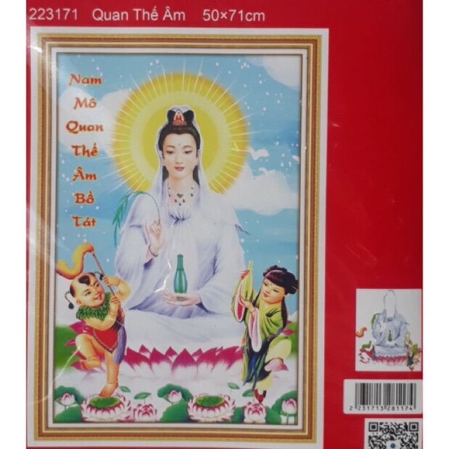 Tranh thêu chữ thập quán thế âm bồ tát 223171 - kích thước 50 * 71