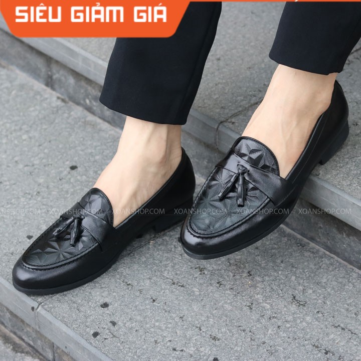 ( FREESHIP) Giày lười nam chất liệu da mềm Xoăn Shop Mã G012 chuông.