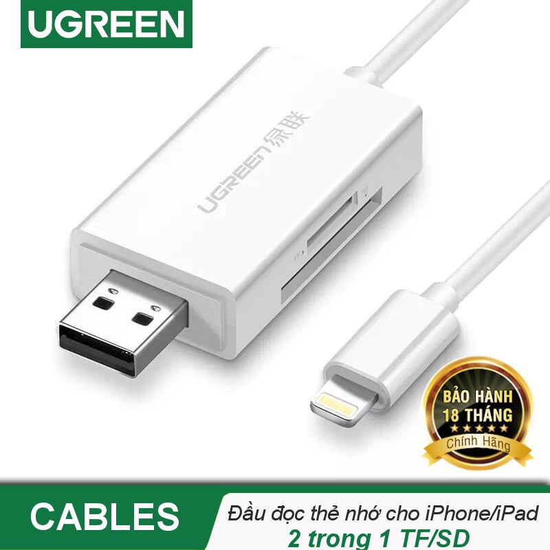 Đầu đọc thẻ SD/TF cho iPhone, iPad chuẩn Lightning Ugreen 30612