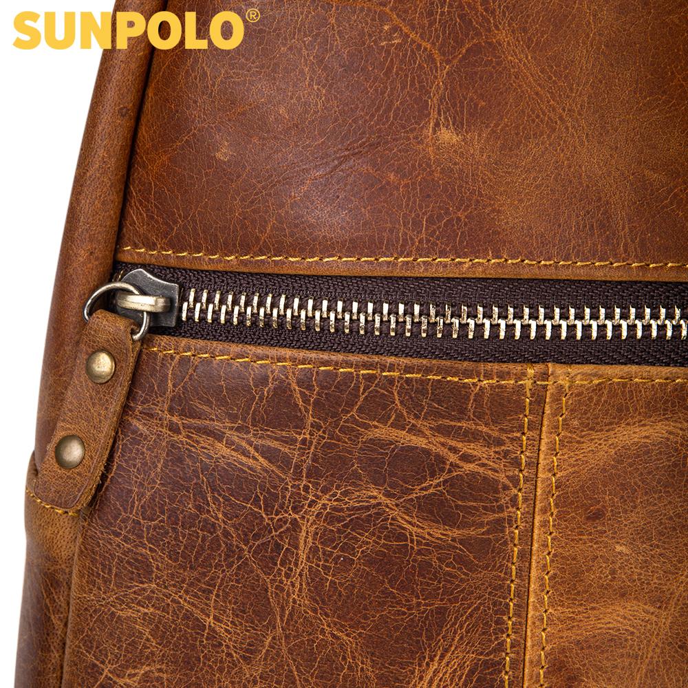 Men Leather Chest Bag SUNPOLO STU103 (Brown)