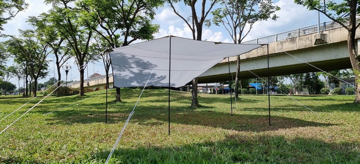 Hexa Tarp 4,4m × 4m + bộ trụ 2m ( tăng dã ngoại chống thấm mưa)