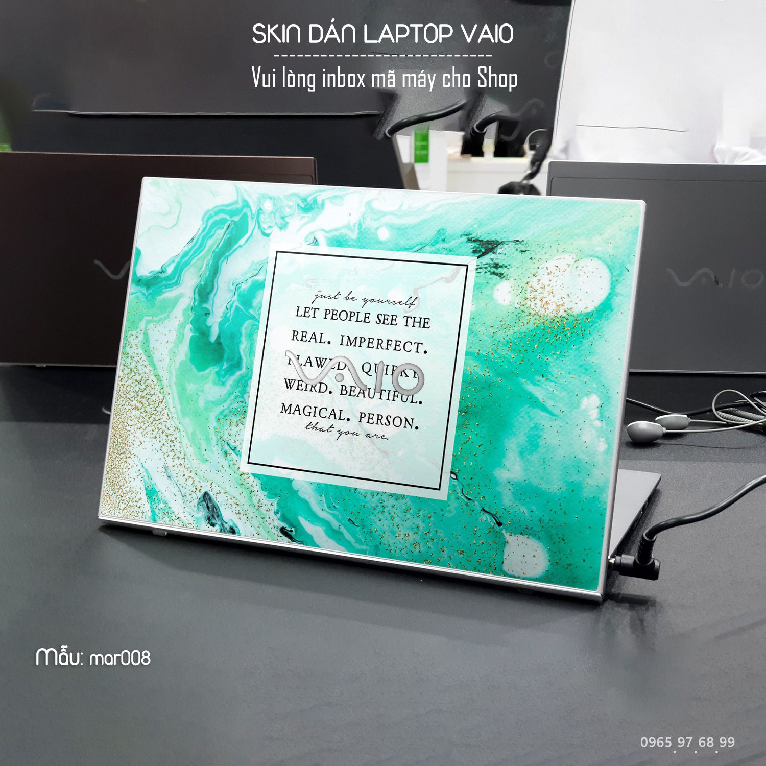 Decal Skin dán Laptop VAIO mẫu vân Marble (inbox mã máy cho shop)